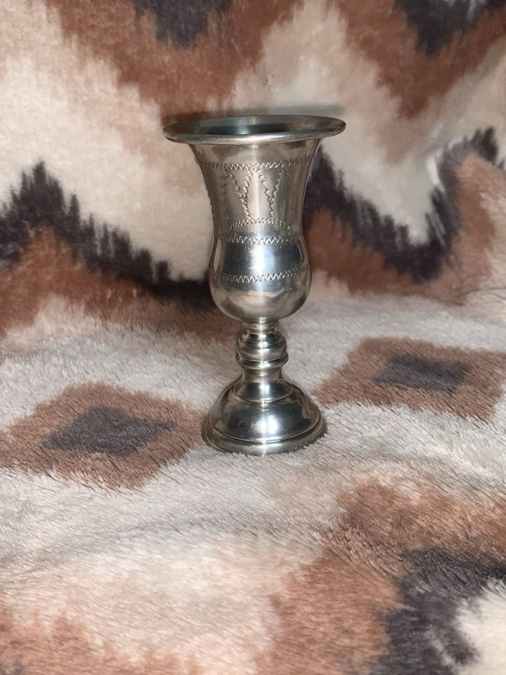 Vtg Sterling Silver Kiddush Cup w/ Etched Star of David Design